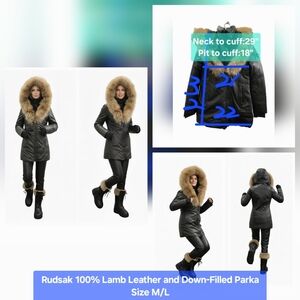 Rudsak 100% Lamb Leather and Down-Filled Parka Size M/L